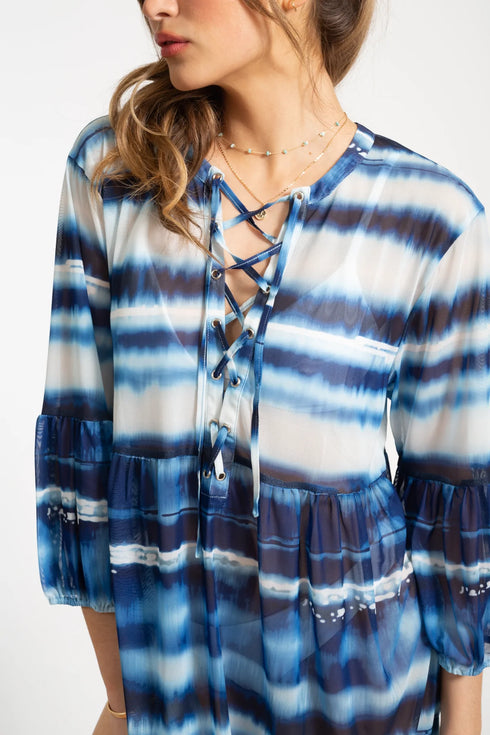 Koy Resort Seascape Mesh Lace Frnt Tunic